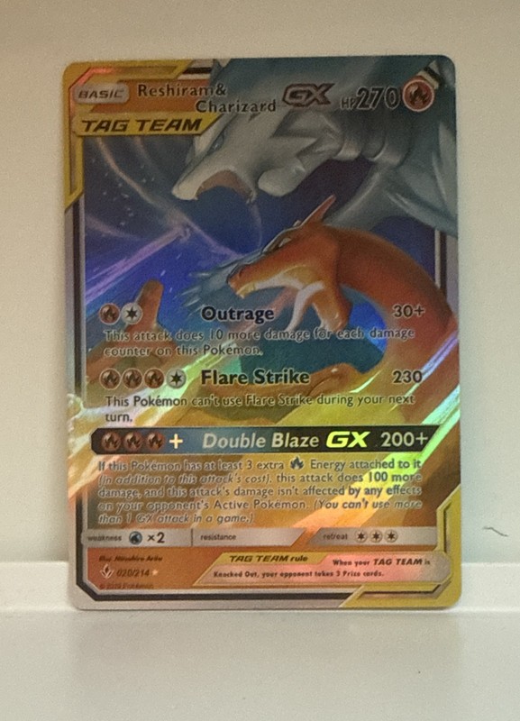 Reshiram & Charizard TAG TEAM GX 20/214 Sm-Unbroken Bonds Holo Ultra RARE 2019
